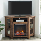 Meuble TV d'angle avec cheminée, 7 couleurs – Convient aux TV jusqu'à 55 po