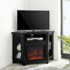Meuble TV d'angle avec cheminée, 7 couleurs – Convient aux TV jusqu'à 55 po