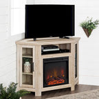 Meuble TV d'angle avec cheminée, 7 couleurs – Convient aux TV jusqu'à 55 po