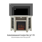Meuble TV d'angle avec cheminée, 7 couleurs – Convient aux TV jusqu'à 55 po