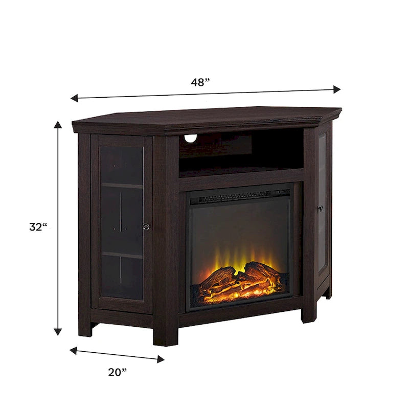 Meuble TV d'angle avec cheminée, 7 couleurs – Convient aux TV jusqu'à 55 po
