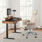 Fauteuil de bureau pivotant à dossier haut Ivoire/Chameau avec repose-pieds, simple, en cuir PU + tapis en laine de 1,5 m