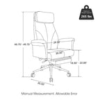 Fauteuil de bureau pivotant à dossier haut Ivoire/Chameau avec repose-pieds, simple, en cuir PU + tapis en laine de 1,5 m