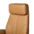 Fauteuil de bureau pivotant à dossier haut Ivoire/Chameau avec repose-pieds, simple, en cuir PU + tapis en laine de 1,5 m