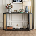 Console en flèche noire avec rotin tressé, 1 pièce
