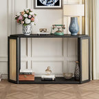 Console en flèche noire avec rotin tressé, 1 pièce