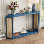 Console en flèche noire avec rotin tressé, 1 pièce