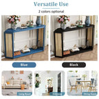 Console en flèche noire avec rotin tressé, 1 pièce