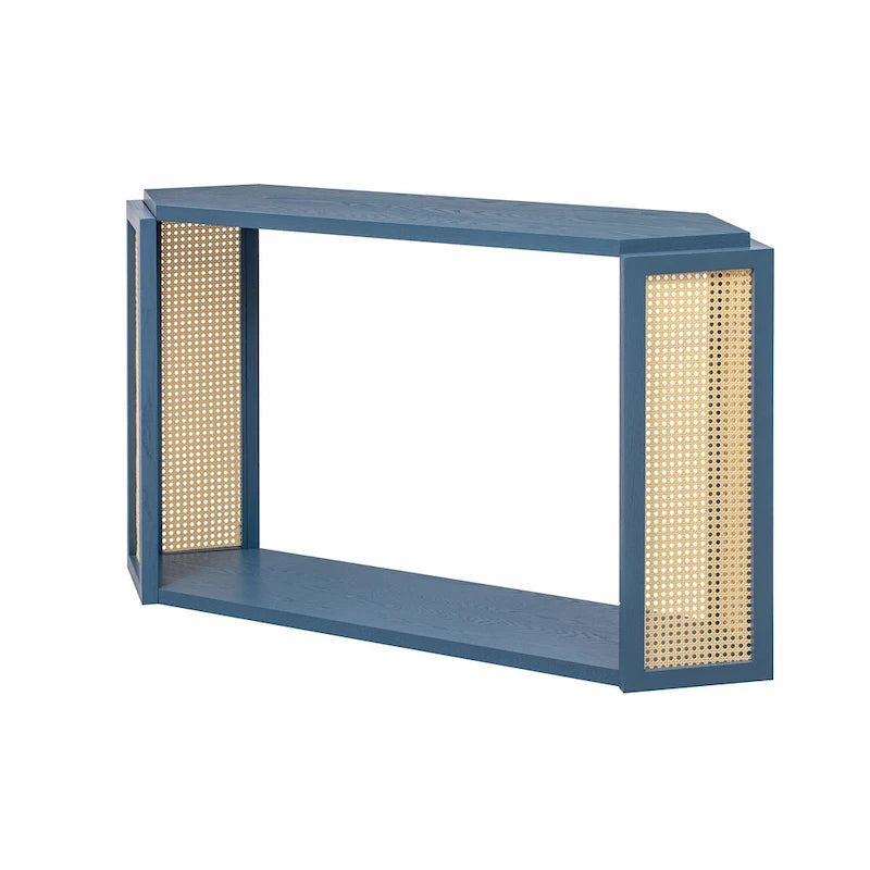 Console en flèche noire avec rotin tressé, 1 pièce