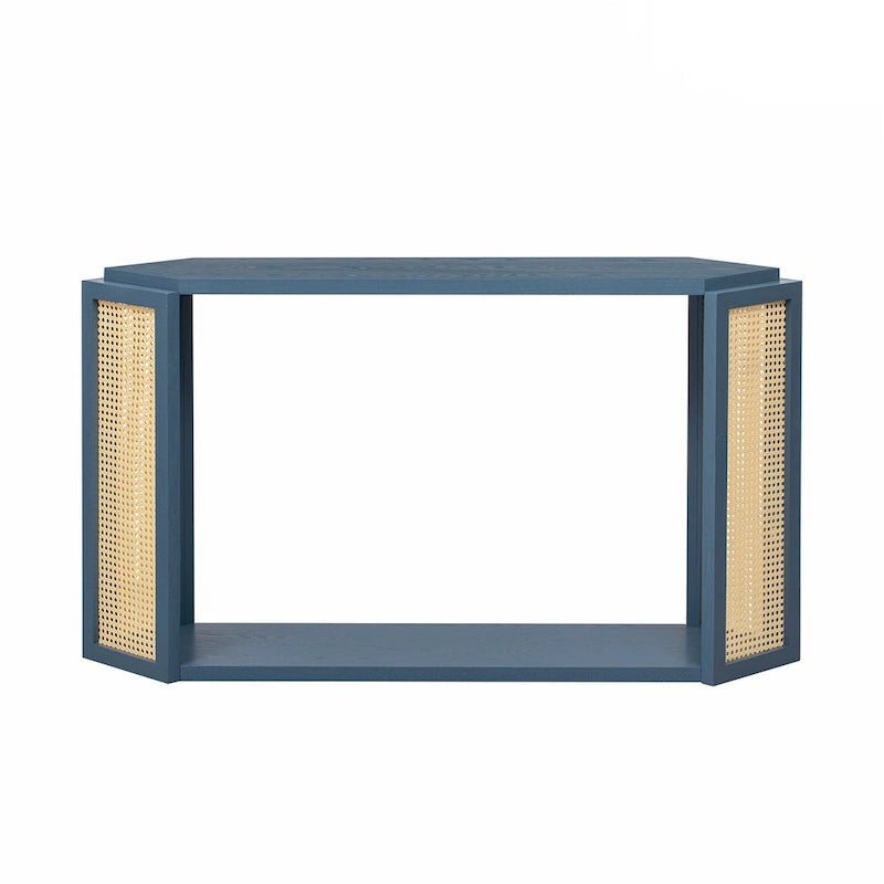 Console en flèche noire avec rotin tressé, 1 pièce