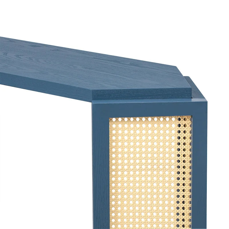 Console en flèche noire avec rotin tressé, 1 pièce