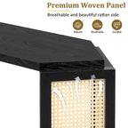 Console en flèche noire avec rotin tressé, 1 pièce
