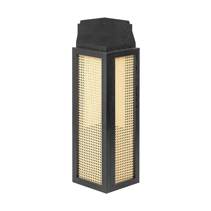 Console en flèche noire avec rotin tressé, 1 pièce
