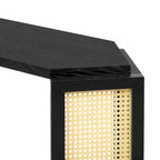 Console en flèche noire avec rotin tressé, 1 pièce
