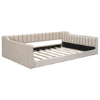 Canapé-lit gris / beige en velours avec rangement, grand double, peut accueillir 2 personnes