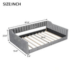 Canapé-lit gris / beige en velours avec rangement, grand double, peut accueillir 2 personnes