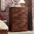 Commode rustique à 5 tiroirs, marron/noir/gris/blanc, 1 personne