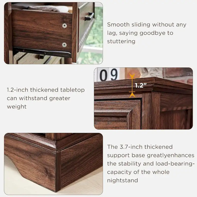 Commode rustique à 5 tiroirs, marron/noir/gris/blanc, 1 personne