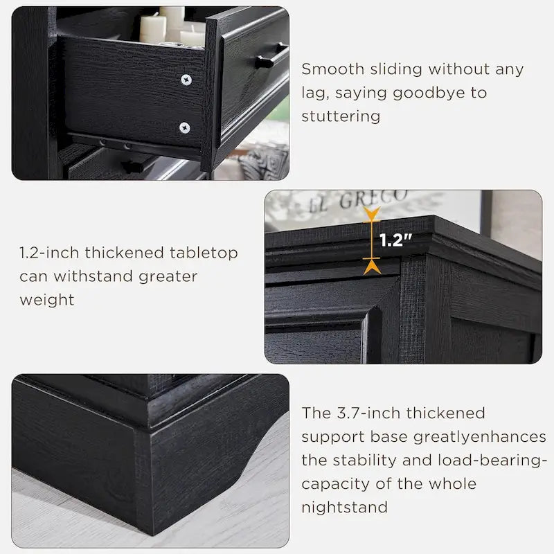 Commode rustique à 5 tiroirs, marron/noir/gris/blanc, 1 personne
