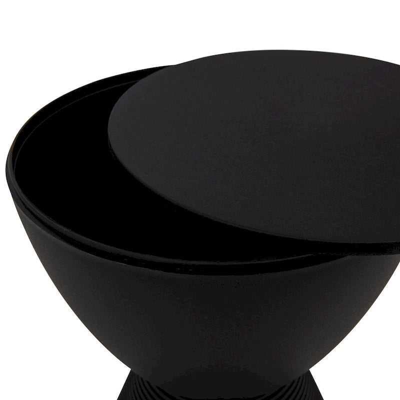Table d'appoint sablier ronde avec rangement caché | Noir / Gris clair / Taupe / Bleu / Jaune / Rose / Violet / Rouge / Orange / Blanc / Vert / Vert olive / Bleu poudré