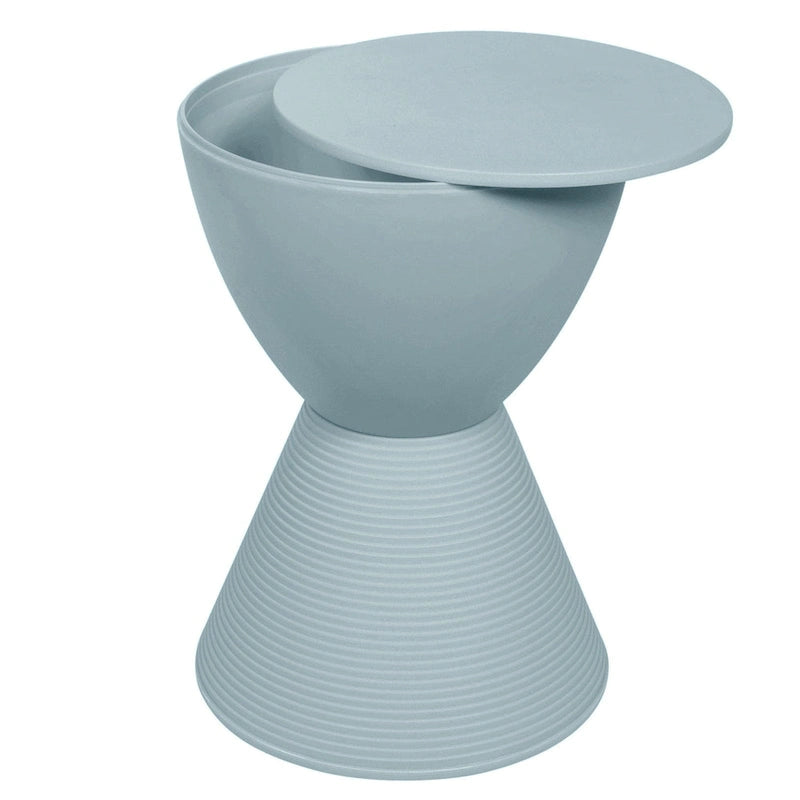 Table d'appoint sablier ronde avec rangement caché | Noir / Gris clair / Taupe / Bleu / Jaune / Rose / Violet / Rouge / Orange / Blanc / Vert / Vert olive / Bleu poudré