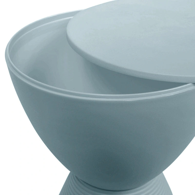Table d'appoint sablier ronde avec rangement caché | Noir / Gris clair / Taupe / Bleu / Jaune / Rose / Violet / Rouge / Orange / Blanc / Vert / Vert olive / Bleu poudré