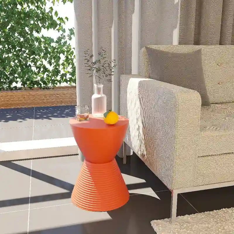 Table d'appoint sablier ronde avec rangement caché | Noir / Gris clair / Taupe / Bleu / Jaune / Rose / Violet / Rouge / Orange / Blanc / Vert / Vert olive / Bleu poudré