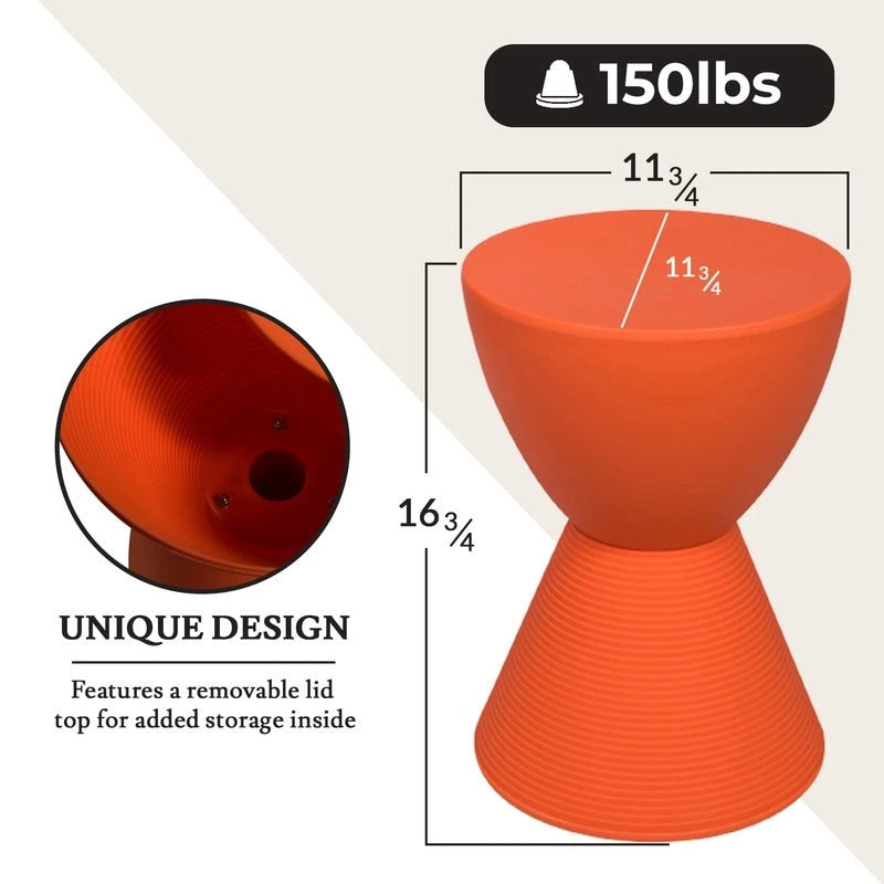 Table d'appoint sablier ronde avec rangement caché | Noir / Gris clair / Taupe / Bleu / Jaune / Rose / Violet / Rouge / Orange / Blanc / Vert / Vert olive / Bleu poudré