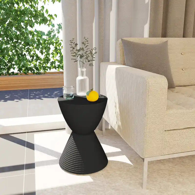 Table d'appoint sablier ronde avec rangement caché | Noir / Gris clair / Taupe / Bleu / Jaune / Rose / Violet / Rouge / Orange / Blanc / Vert / Vert olive / Bleu poudré