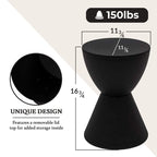 Table d'appoint sablier ronde avec rangement caché | Noir / Gris clair / Taupe / Bleu / Jaune / Rose / Violet / Rouge / Orange / Blanc / Vert / Vert olive / Bleu poudré