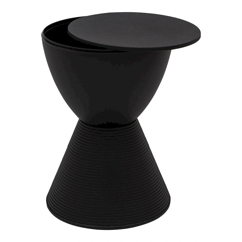 Table d'appoint sablier ronde avec rangement caché | Noir / Gris clair / Taupe / Bleu / Jaune / Rose / Violet / Rouge / Orange / Blanc / Vert / Vert olive / Bleu poudré