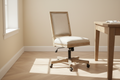 Fauteuil de bureau pivotant beige et marron, 1 place, hauteur réglable