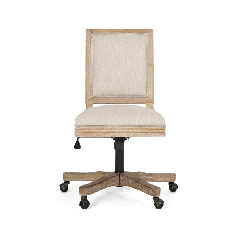 Fauteuil de bureau pivotant beige et marron, 1 place, hauteur réglable