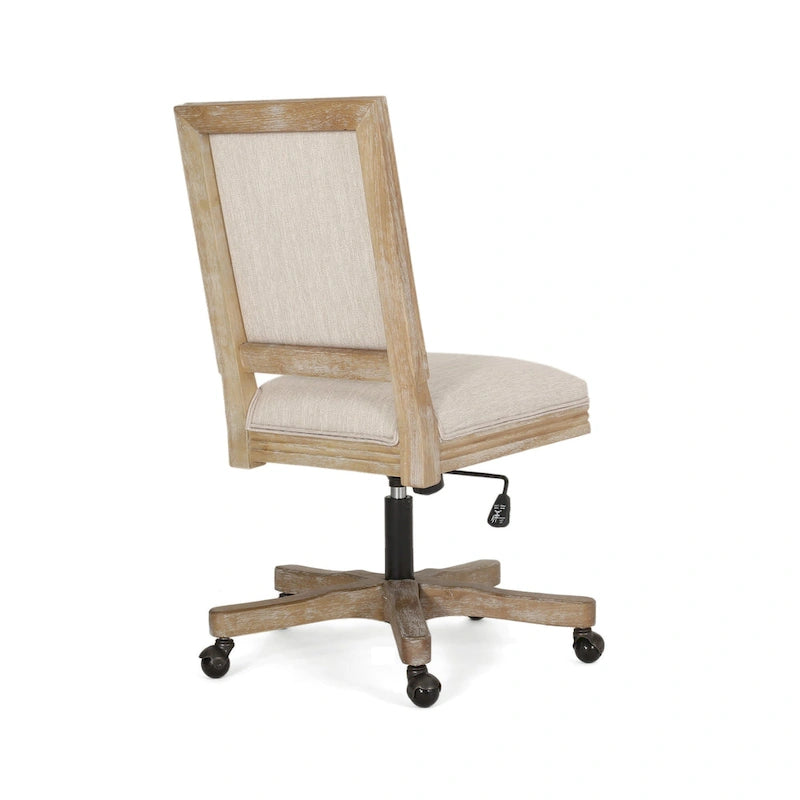 Fauteuil de bureau pivotant beige et marron, 1 place, hauteur réglable