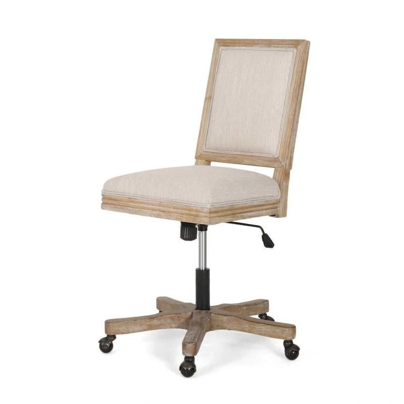 Fauteuil de bureau pivotant beige et marron, 1 place, hauteur réglable