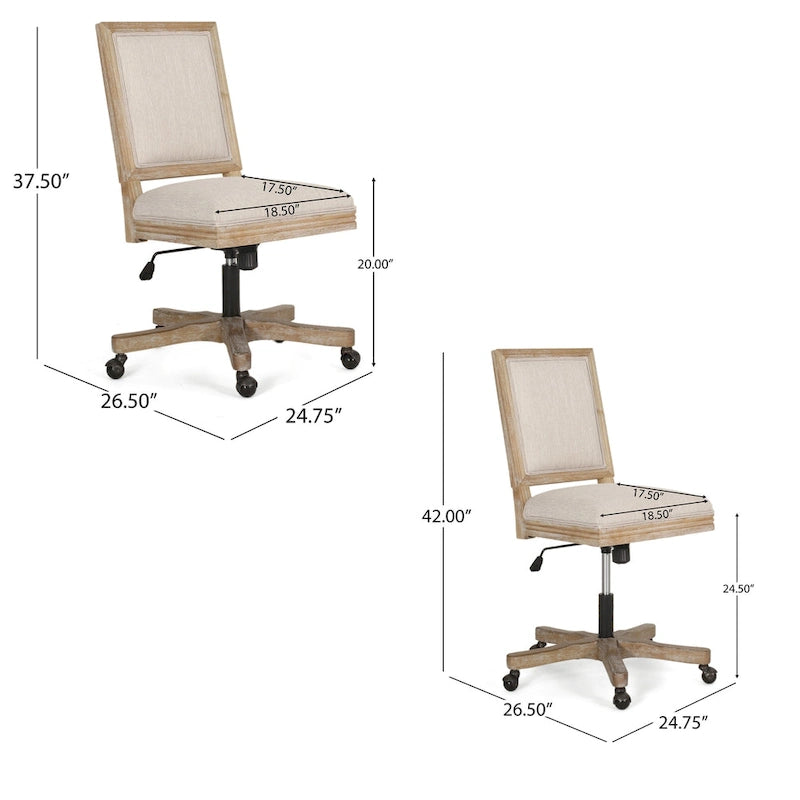 Fauteuil de bureau pivotant beige et marron, 1 place, hauteur réglable