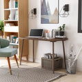 Bureau d'écriture contemporain 1 place en noyer/chêne blanc, bord biseauté