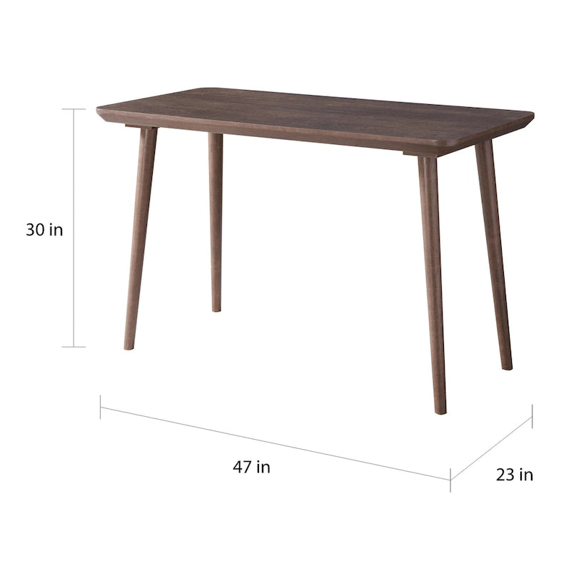 Bureau d'écriture contemporain 1 place en noyer/chêne blanc, bord biseauté