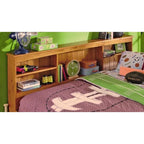 Lit de repos double en bois massif couleur miel avec 6 tiroirs