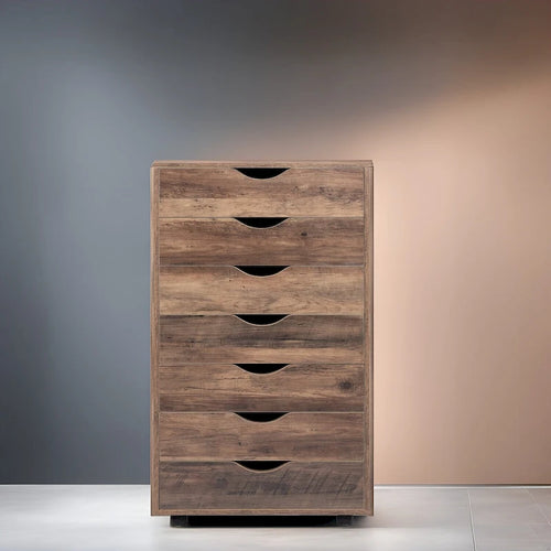 Meuble classeur roulant à 7 tiroirs – Gris / Blanc / Noir / Chêne / Naturel – Maison et bureau