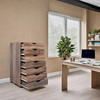 Meuble classeur roulant à 7 tiroirs – Gris / Blanc / Noir / Chêne / Naturel – Maison et bureau