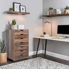 Meuble classeur roulant à 7 tiroirs – Gris / Blanc / Noir / Chêne / Naturel – Maison et bureau