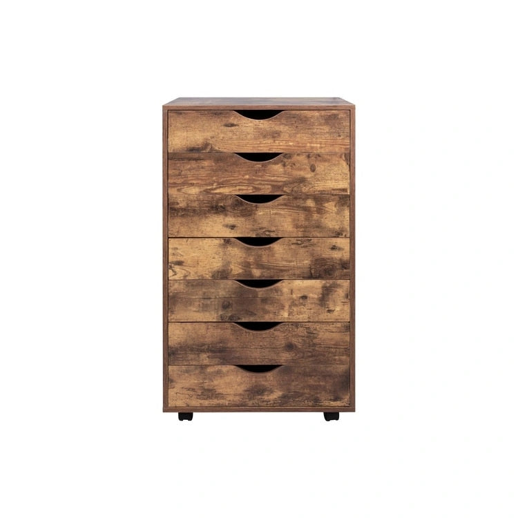 Meuble classeur roulant à 7 tiroirs – Gris / Blanc / Noir / Chêne / Naturel – Maison et bureau