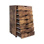 Meuble classeur roulant à 7 tiroirs – Gris / Blanc / Noir / Chêne / Naturel – Maison et bureau