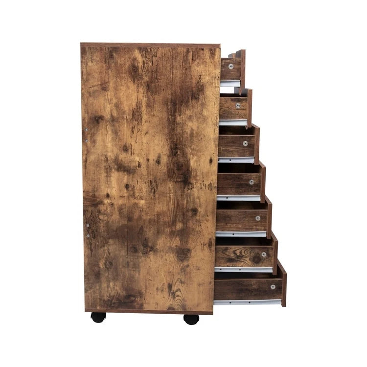 Meuble classeur roulant à 7 tiroirs – Gris / Blanc / Noir / Chêne / Naturel – Maison et bureau