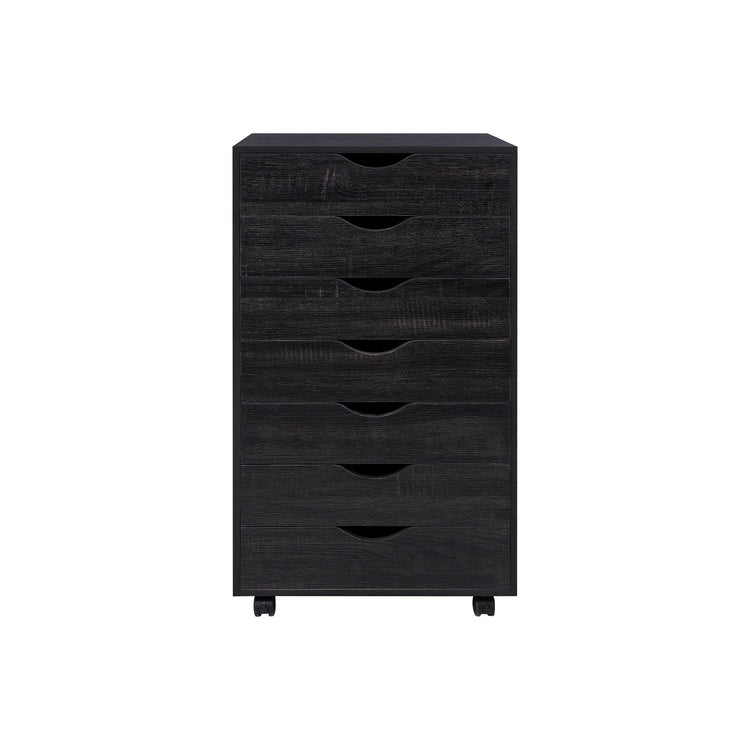 Meuble classeur roulant à 7 tiroirs – Gris / Blanc / Noir / Chêne / Naturel – Maison et bureau