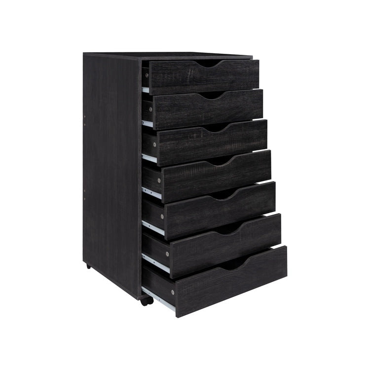 Meuble classeur roulant à 7 tiroirs – Gris / Blanc / Noir / Chêne / Naturel – Maison et bureau