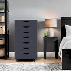 Meuble classeur roulant à 7 tiroirs – Gris / Blanc / Noir / Chêne / Naturel – Maison et bureau