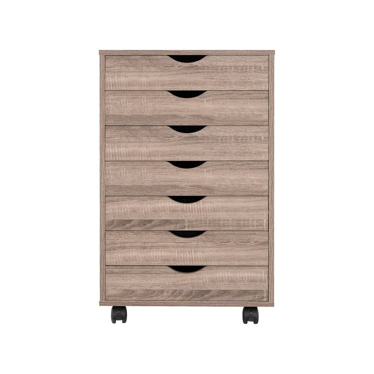 Meuble classeur roulant à 7 tiroirs – Gris / Blanc / Noir / Chêne / Naturel – Maison et bureau