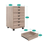 Meuble classeur roulant à 7 tiroirs – Gris / Blanc / Noir / Chêne / Naturel – Maison et bureau